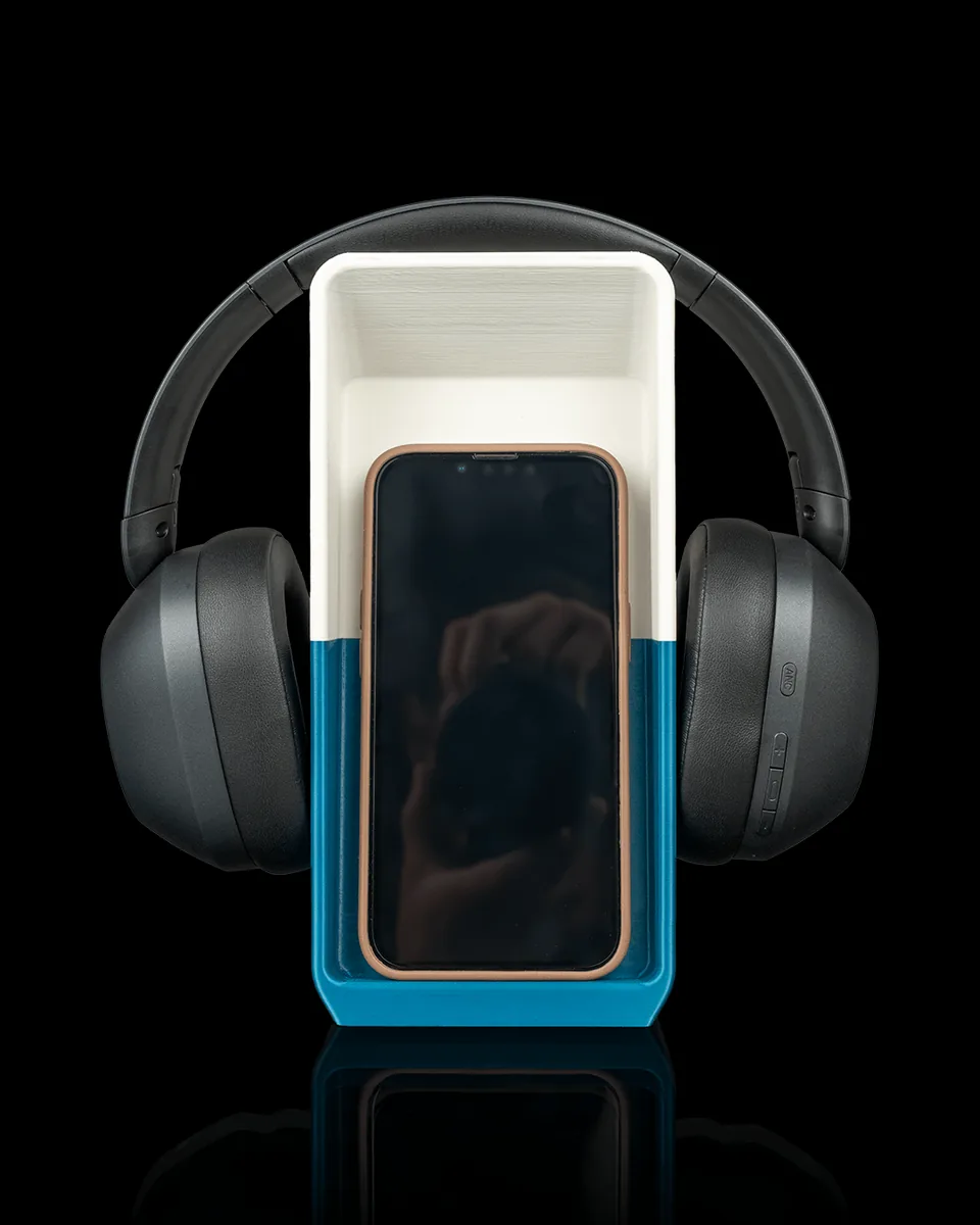 Block Hub Headphone & Phone Stand — front view