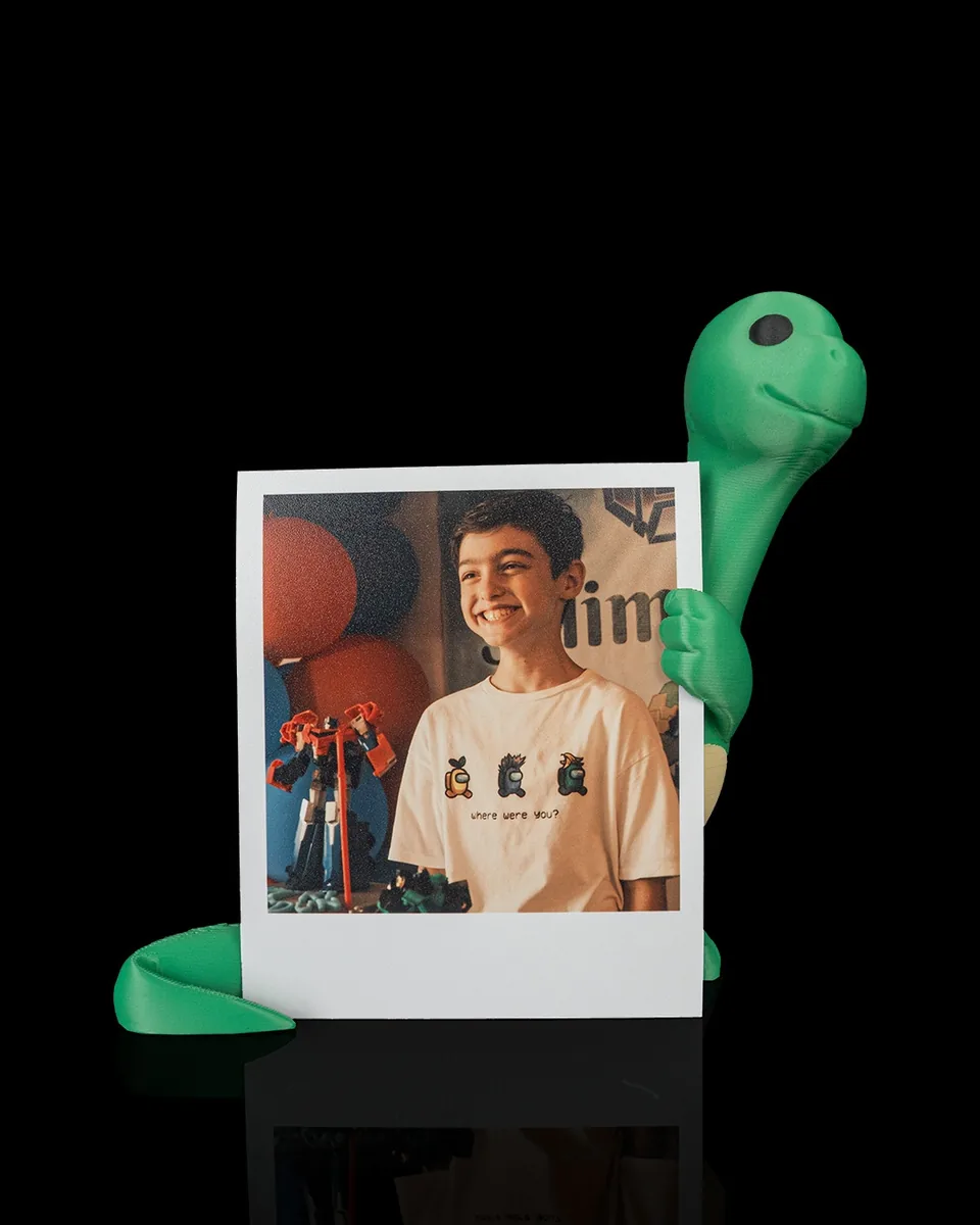 Dino Peek Personalized Photo Holder — photo display example