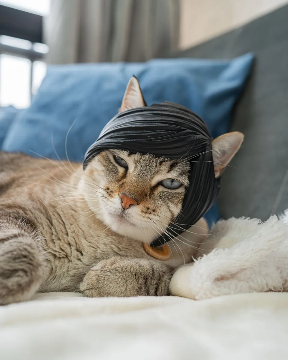 Emo Bangs pet costume — shown on a pet, view 1
