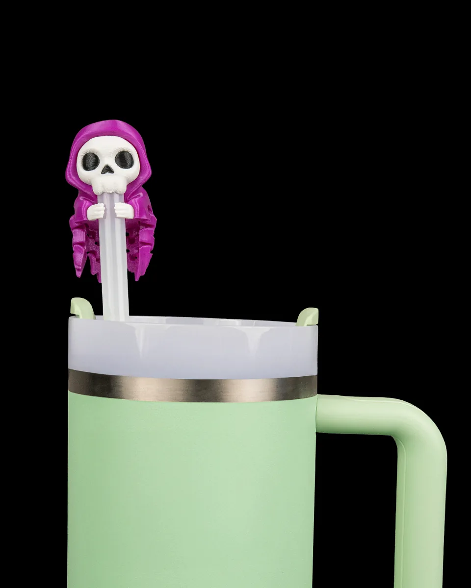 Final Drink — Reaper straw topper and handle charm set — view 1; cup and straw not included