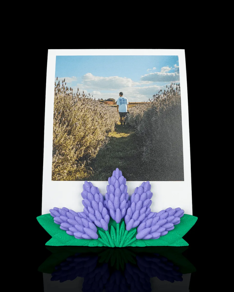 Lavender Duo Personalized Photo Holder — photo display example