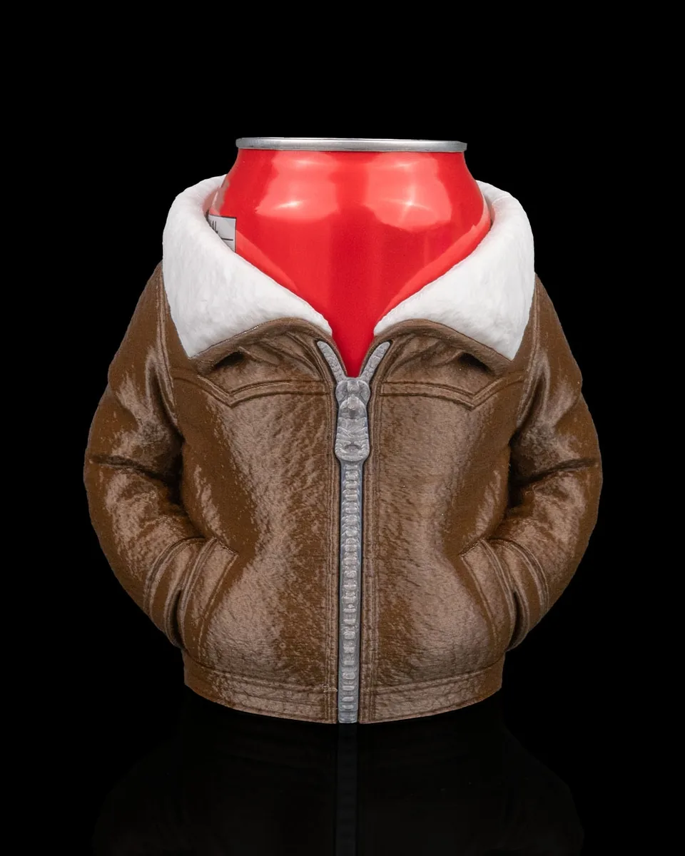 Leather Jacket Can Holder — product view 1; beverage can not included
