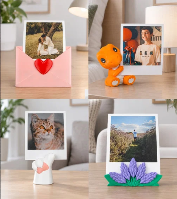 Personalized photo holders collection — four design examples