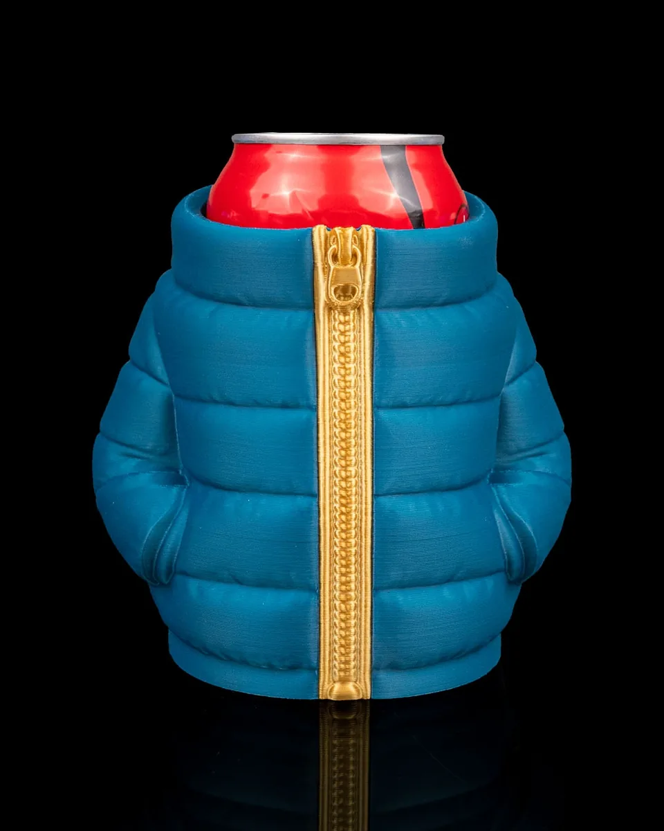 Puffer Jacket Can Holder — product view 1; beverage can not included