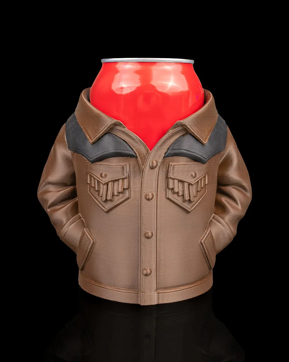 Suede Jacket Can Holder — product view 1; beverage can not included