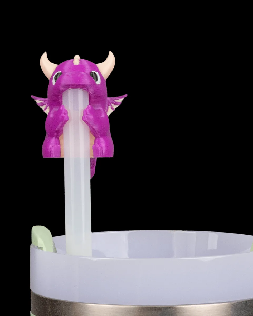 Thirst Slayer — Dragon straw topper and handle charm set — view 1; cup and straw not included