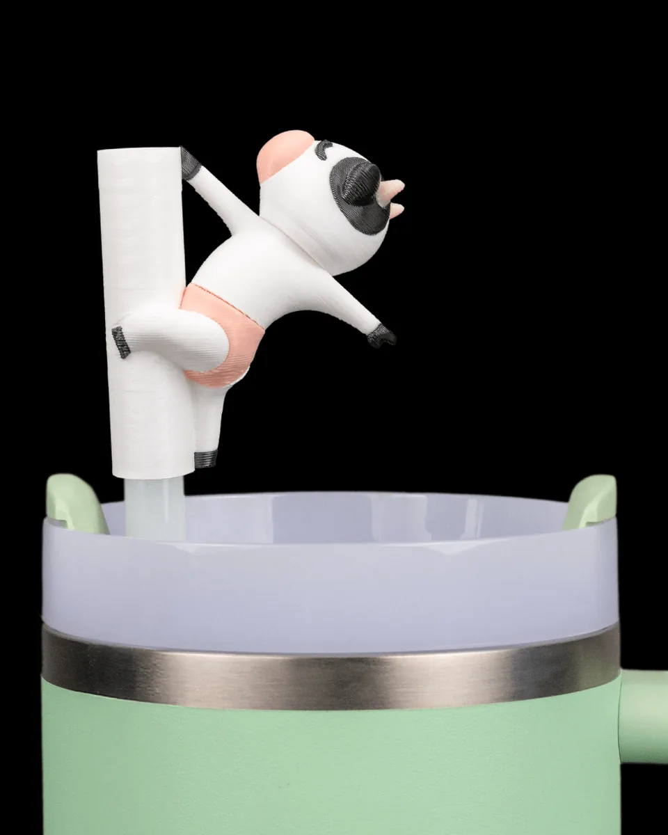 Udderly Thirsty — Cow straw topper and handle charm set — view 1; cup and straw not included